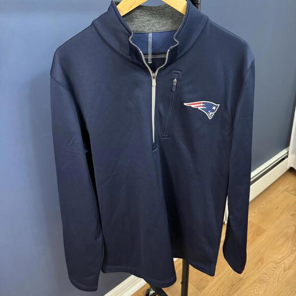 Majestic Other - NFL New England Patriots, Blue Quarter Zip, Majestic Cool Base, Mens Medium